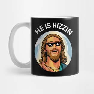 He Is Rizzin Jesus Happy face Mug